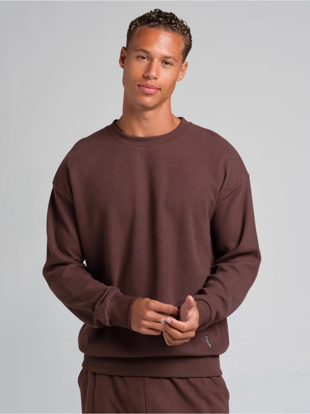 Comfrt, Waffle Knit Lounge Long Sleeve, Brown, Color Core Cocoa | Unisex 3XL